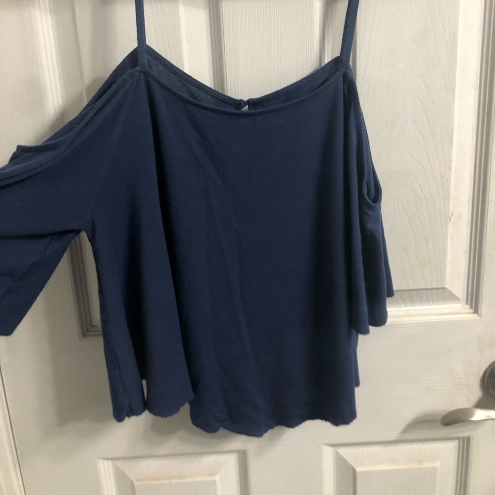 Blue Off the Shoulder Tee/ Tank